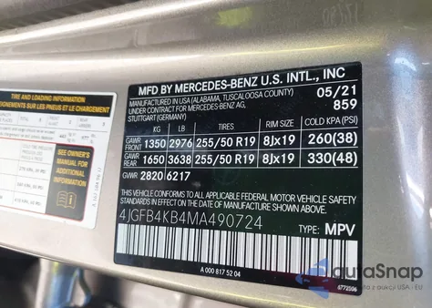 2021 Mercedes-Benz Gle 350 4Matic from USA, damaged, VIN 4JGFB4KB4MA490724